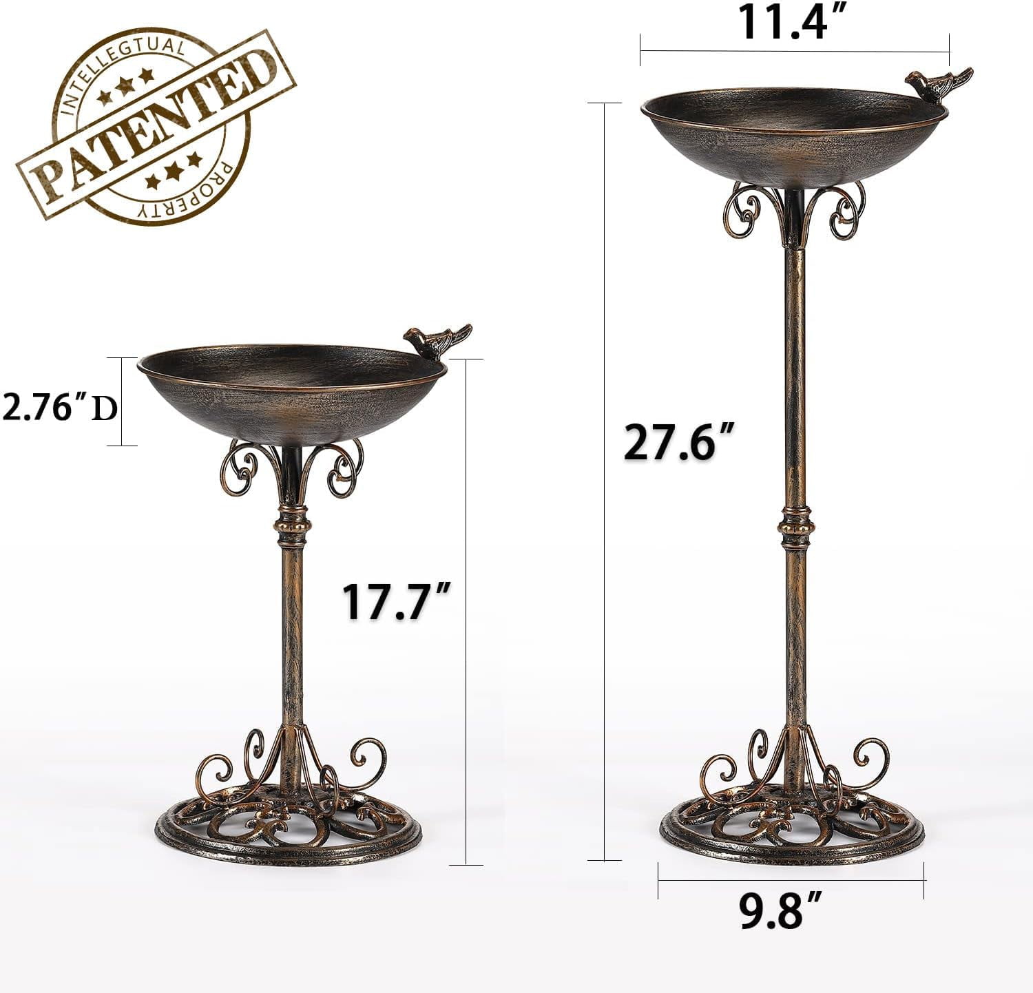 Cast Iron Pedestal Bird Bath, Bird Baths for Outdoors, Seed Tray Garden Yard Decoration