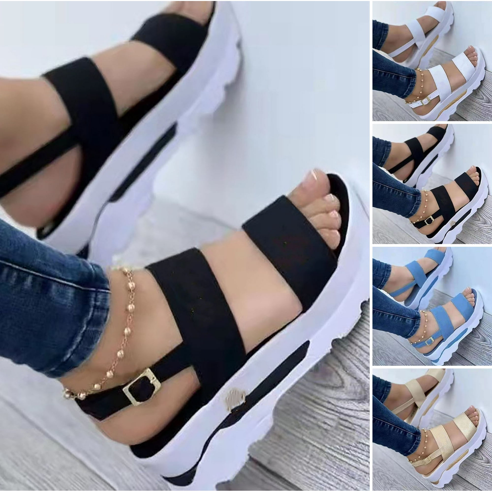 Ankle strap peep toe wedge sandals hotsell