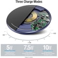thumbnail image 2 of Wireless Charger Thin Aviation Aluminum Computer Numerical Control Technology Fast Charging Pad Navy Blue (NO AC Adapter), 2 of 7