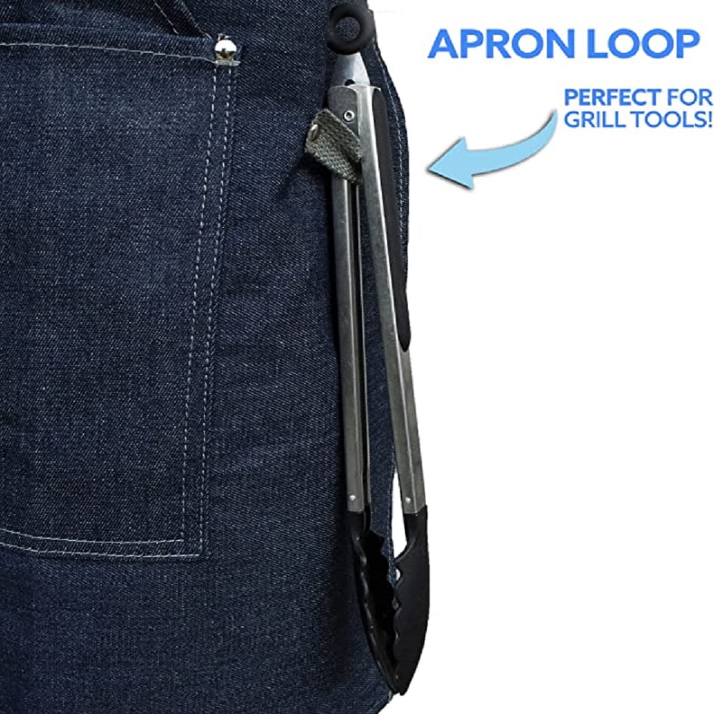 Kona Chef's Apron - Premium Denim Grill master 3 pocket Cross Back - Men & Women