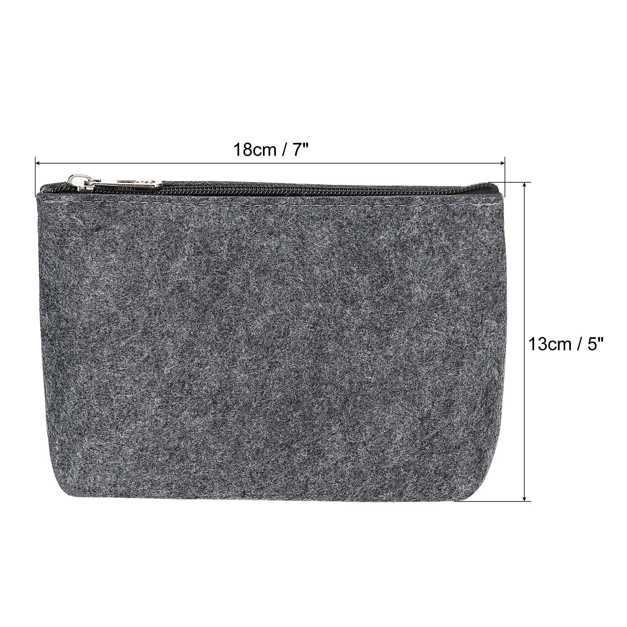 Unique Bargains Felt Pencil Bag Pen Case Stationery Storage Zipper Pouch Organizer Office Gray