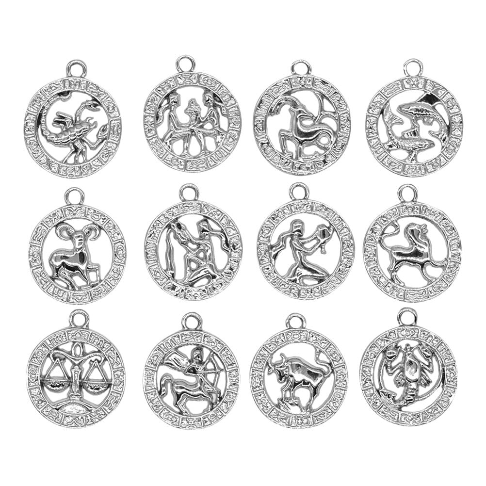 12pcs Unique Zodiac Hanging Ornaments DIY Handmade Jewelry Hanging Pendants