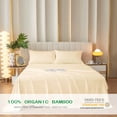 thumbnail image 6 of Bamboo Bed Sheets for Twin Size Bed 3-Piece Silky Soft Cooling Sheet Set with 15" Deep Pocket Fitted Sheet, Flat Sheet and Pillowcase, Beige, 6 of 7