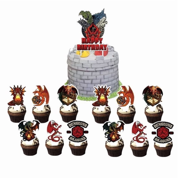Dungeon of Dragon Cake Topper Cupcake Set Party Supplies Decoration Birthday Decor Kit