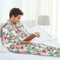 thumbnail image 6 of Salouo Flamingo Flower Print Button-Front Long Sleeve Pajama Set for Men, Soft 2Pjs Men's Long Sleeve Sleepwear-X-Large, 6 of 7