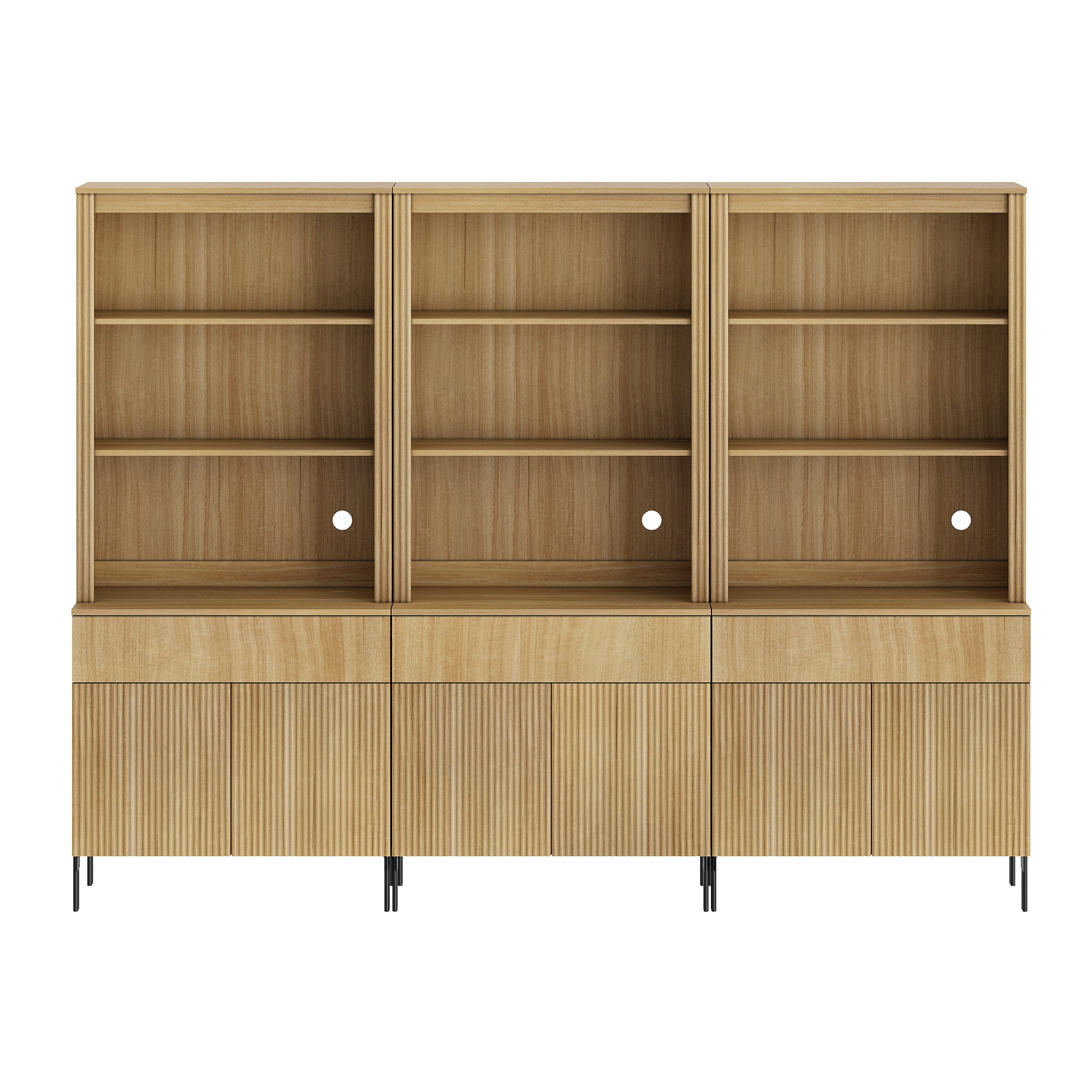 2-In-1 71" Tall Arched Kitchen Pantry Cabinet, Wood Bookcase Display Cabinet With Glass Doors And Adjustable Shelves, Mid-Century Modern Versatile Cupboard For Dining Room, Bedroom