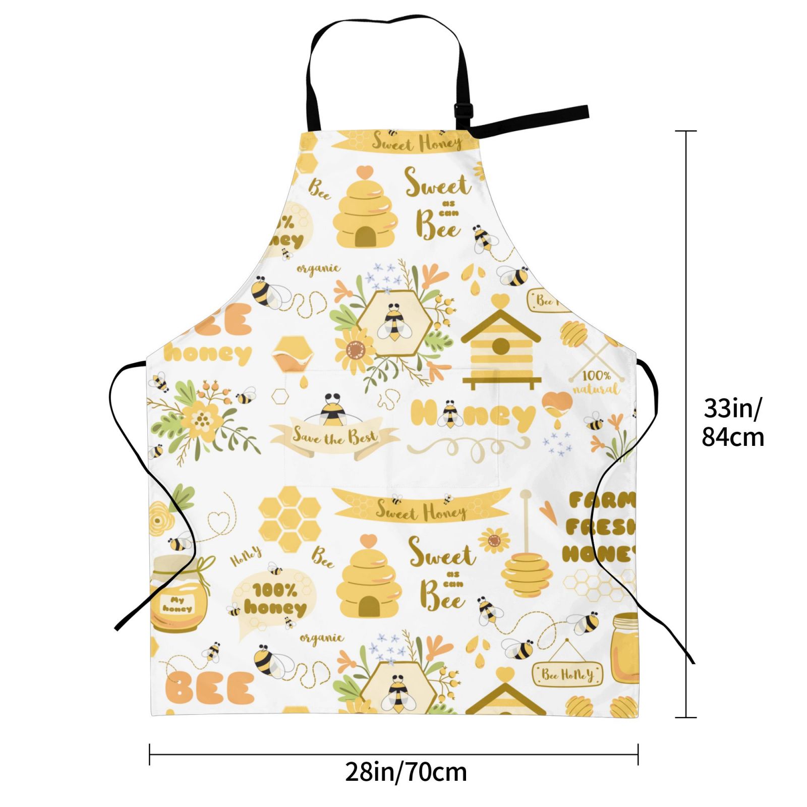 Kdxio Farm Bee Cute Honey Apron with Pockets Adjustable Kitchen Aprons for Men Women Waterproof Aprons for Cooking,Drawing,Crafting, Baking Household Cleaning