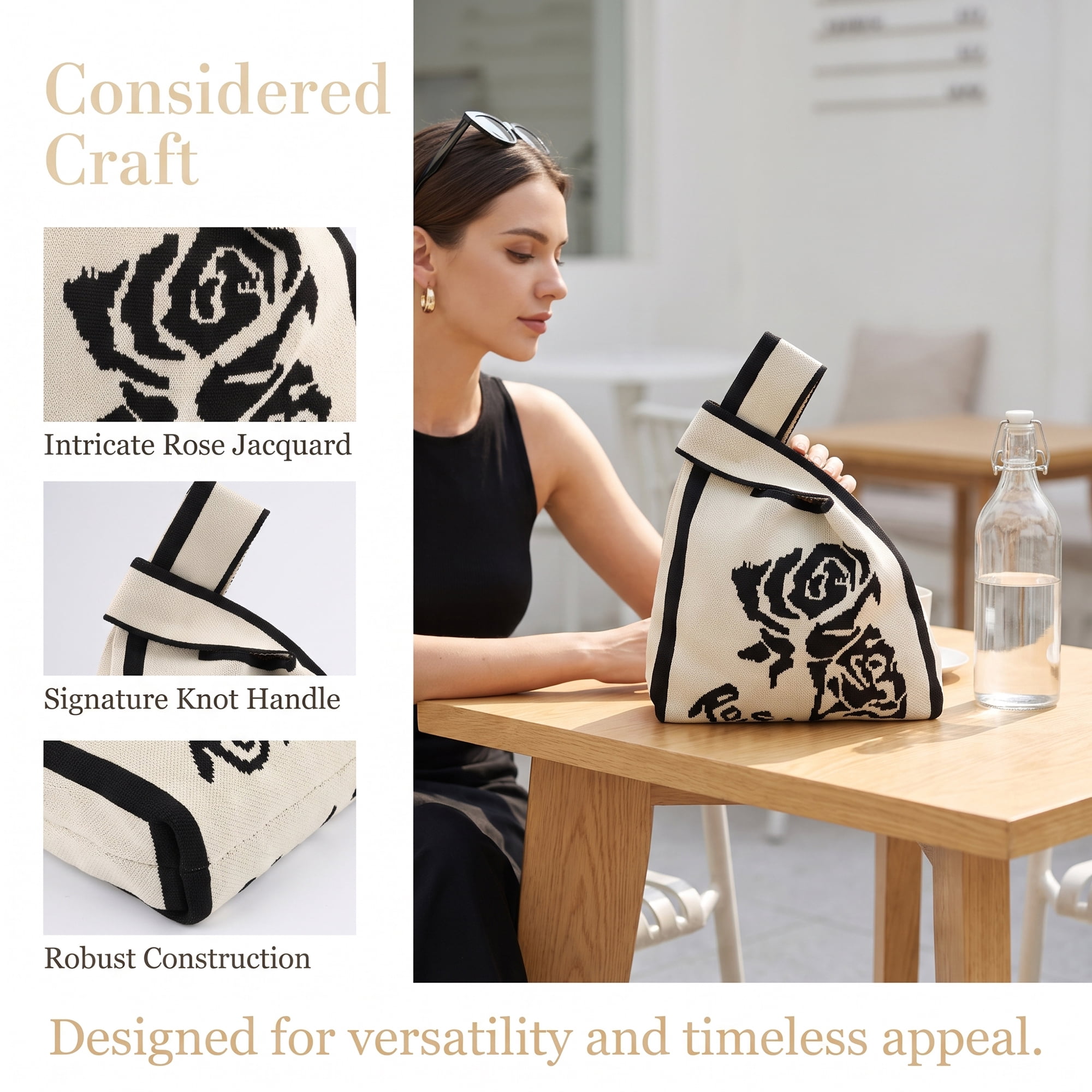 Unique Bargains Geometric Gift Reusable Tote Bags with Handles 7.5" x 13.4" Beige