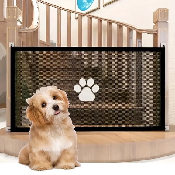Mesh Dog Gate,Portable Pet Gates for Doorways No Drilling,Easy Install Safety Fence,Pet Gate for Stairs,Indoor,Outdoor,Hallways(31"X71",Black)