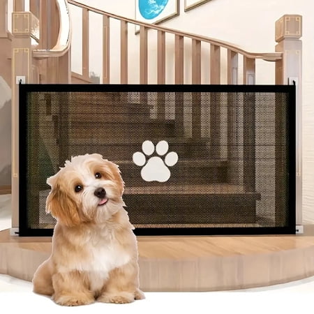 Mesh Dog Gate,Portable Pet Gates for Doorways No Drilling,Easy Install Safety Fence,Pet Gate for Stairs,Indoor,Outdoor,Hallways(31"X71",Black)