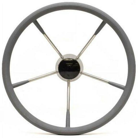Boat Steering Wheel with Cap | 15 3/4 Inch Rubberized Stainless Steel