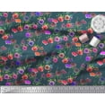 thumbnail image 3 of Soimoi Tissu Crêpe polyester Feuilles & Roses Imprimé Floral 1 Yard 52 Pouces de Large, 3 of 3