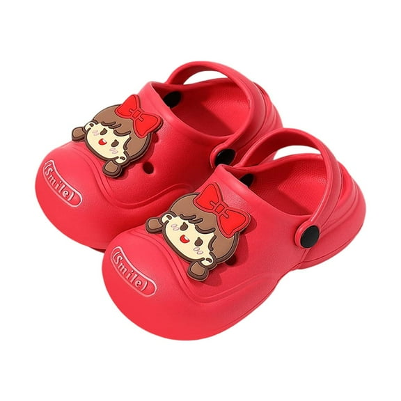 KKBOTIVE Toddler Girls Cute Graphic Sandals, Casual Lightweight Cozy Beach Clogs Summer Slippers for Kids Everyday Wear, Red Size: 4-5 Years