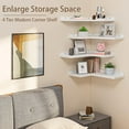thumbnail image 5 of 4 Tier Floating Corner Shelves White Set of 4, Rustic Pine Wooden Floating Corner Wall Shelf for Wall Décor Storage, L Shaped Corner Shelf Wall Mount for Bedroom, Living Room, Bathroom, Kitchen, 5 of 12