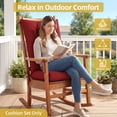 thumbnail image 6 of Millsilo Outdoor Rocking Chair Cushion Set 38" x 17" x 3", Waterproof Patio Chair Cushions with Non-Slip Bottom & 6 Ties, Tufted High Back Seat & Back Cushions, Red, 6 of 7