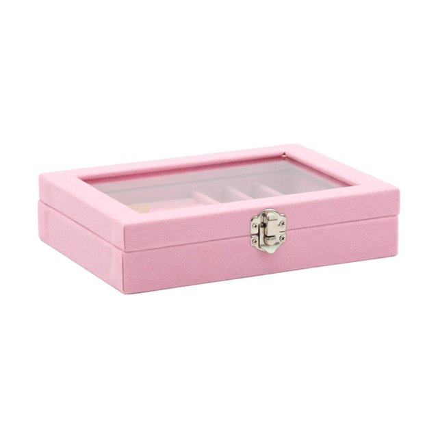 kurtrusly Stackable Jewelry Tray Multipurpose Portable Velvet for Rings Earring Bangle Pink 7.87 Inchx5.91 Inchx1.89 Inch 1Set