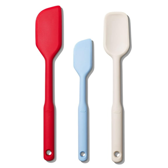 Silicone Spatula Set 3 Piece, Non Slip Grip Kitchen Tools for Mixing Scraping Baking, Includes Small Everyday Spoon Spatulas, Multicolor