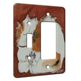 thumbnail image 1 of KuzmarK™ 2 Gang Single Toggle / Single Duplex Rocker Wall Plate - Calico Maine Coon Kitty and Mouse Christmas Peace Cat Art by Denise Every, 1 of 1