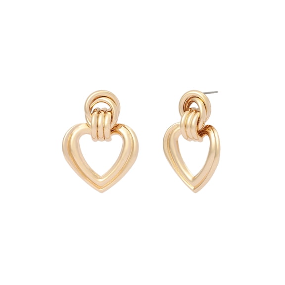 Madden NYC Women's Fashion Gold-Tone Heart Doorknocker Earrings