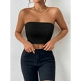 thumbnail image 5 of Womens Tube Tops Strapless Crop Tops Basic Backless Sleeveless Bandeau Going Out Cute 2025 Summer Outfits Black S, 5 of 7