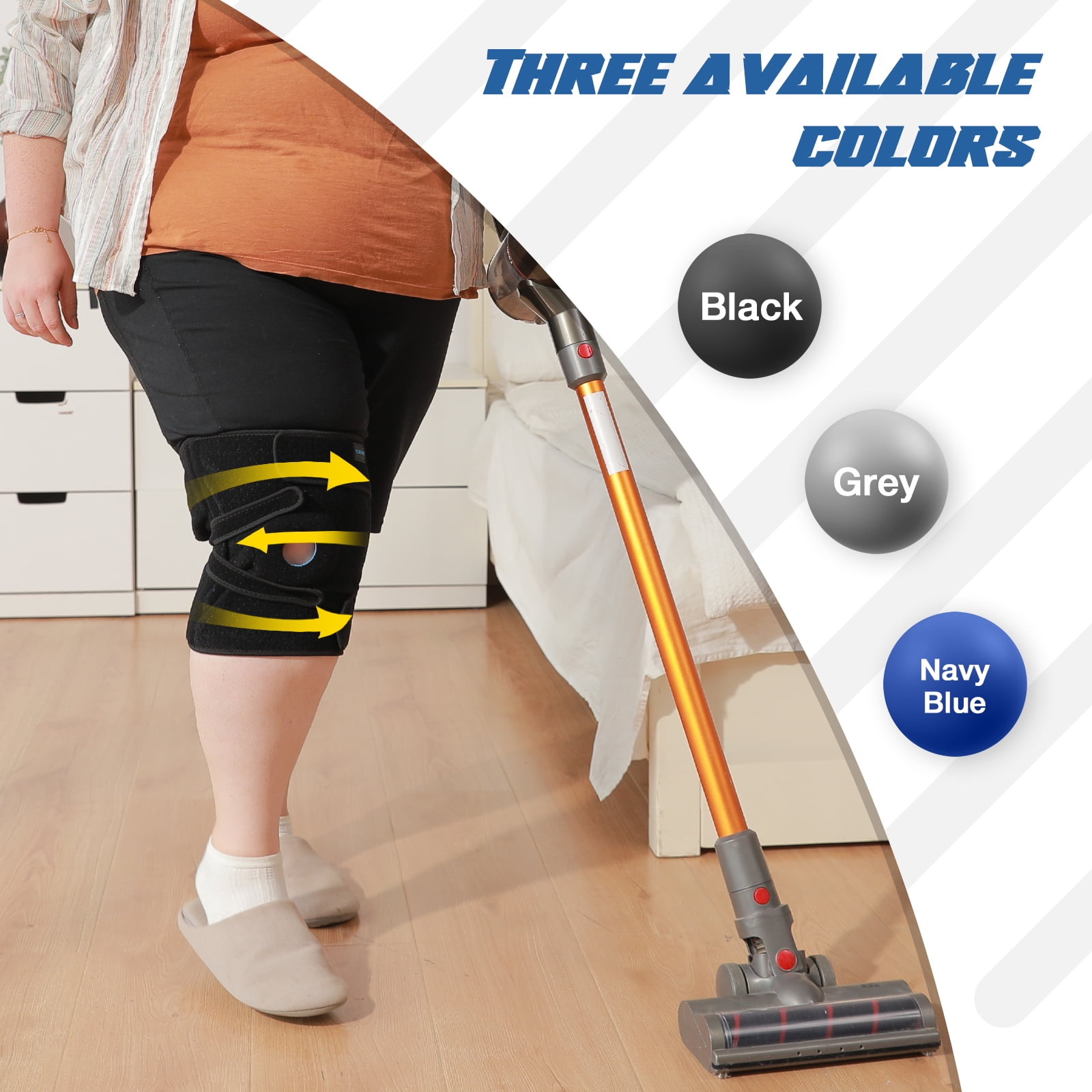 Nvorliy Plus Size Knee Brace for Knee Pain Plus Size (XL-8XL) - Extra Large Knee Brace with Side Stabilizers for Arthritis, Meniscus Tear, Knee Pain Relief, ACL, LCL, MCL (Black)