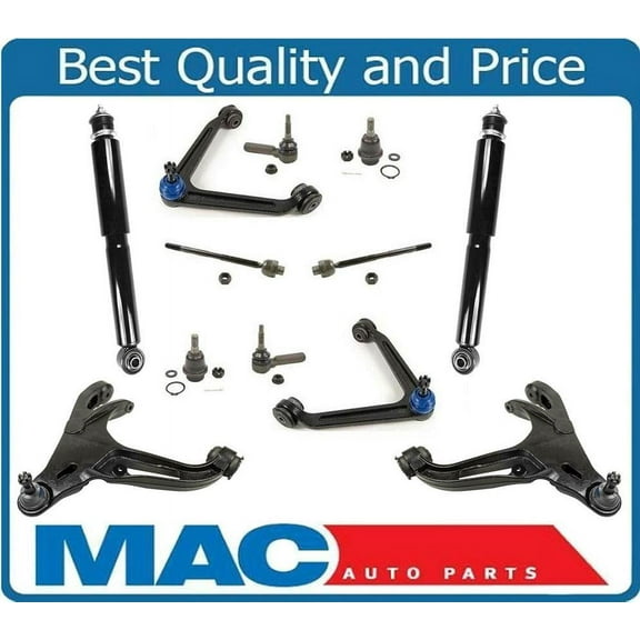 Fits 02-05 Ram 1500 4 Wheel Drive Upp & Low Control Arms Tie Rods Shocks 12Pc