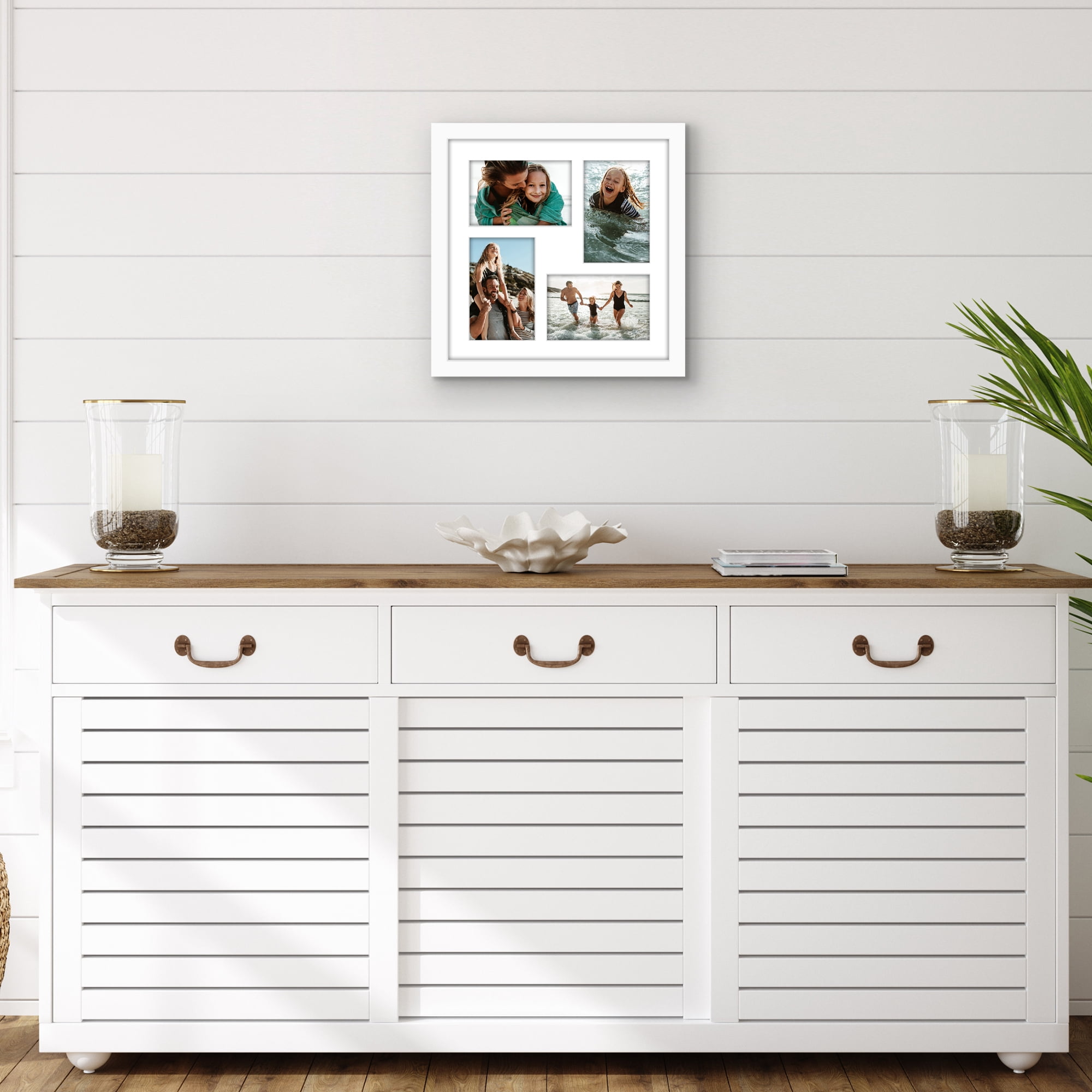 Americanflat 4x6 Collage Picture Frame with Shatter-Resistant Glass Fits 4 use as One 12x12 Frame Signature - White