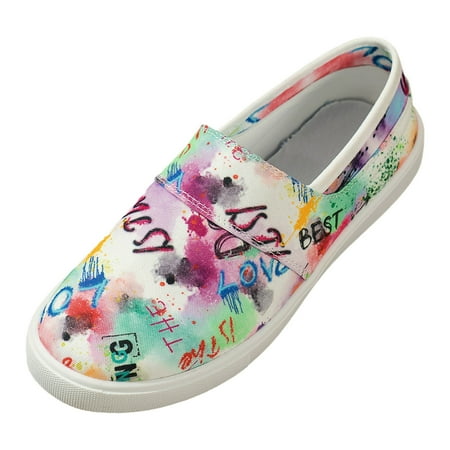 QYZEU Dress Shoes for Women Womens Sandals Leisure Women s Four Seasons Letter Prints Non Slip Flat Round Toe Breathable Slip On Canvas Shoes Casual Shoes Purple 37