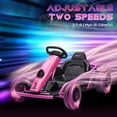 thumbnail image 4 of Aosom 24V 8.1 MPH Drifting Electric Go Kart with Slow Start, Music, Horn, Safety Belt for 8-12 Years, Pink, 4 of 9