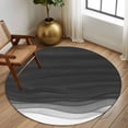 thumbnail image 2 of Round Rugs 5Ft, Ombre Waves Round Area Rug Washable Indoor Throw Carpet, Abstract Art Gradient Black Modern Soft Non Slip Circle Rug for Cabinet Bathroom Home Decor Aesthetic, 2 of 8