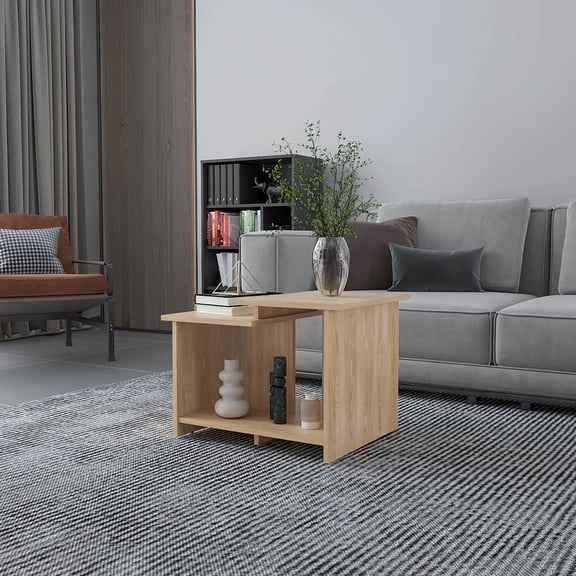 Miekor Furniture Natural Oak Coffee Table with Open Storage 78968