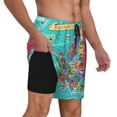 thumbnail image 2 of Logiee Cartoon Map Of Europe Print Men's Swim Trunk,Quick Dry Board Shorts ,Men's Swim Trunks with Compression Liner, Bathing Suits with Pockets-XX-Large, 2 of 6