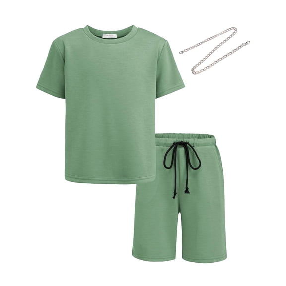 Arshiner Boys Drop Shoulder T-Shirt & Drawstring Waist Shorts Set Casual Summer Clothes