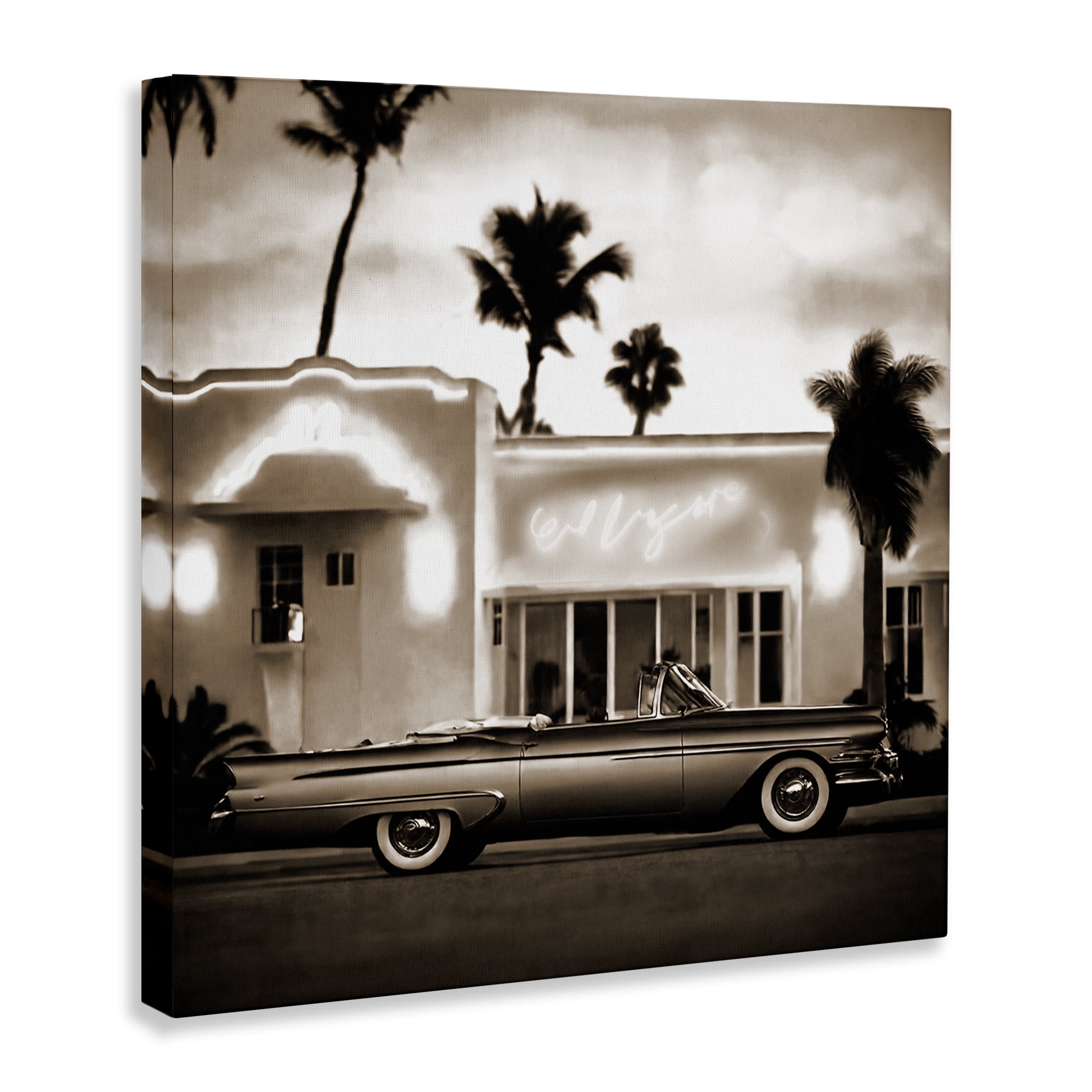 Stupell Industries Sepia Classic Car Transportation Painting Wrapped Canvas Art Print Wall Art, 30 x 30