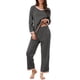 thumbnail image 2 of Conjunto de pijama para mujer INSPIRE CHIC, camiseta de manga larga y pantalones largos con bolsillo, 2 piezas, color gris, 2 of 6