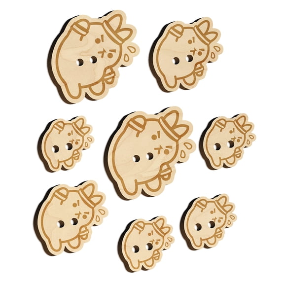Cute Kawaii Bunny Rabbit Workout Exercise Wood Buttons for Crochet Knitting Sewing DIY Craft - 1.00 Inch Medium (7pcs)