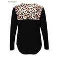 thumbnail image 4 of BadPiggies Women Leopard Print Colorblock Long Sleeve Round Neck Casual Blouses Tops (2XL, Black), 4 of 6