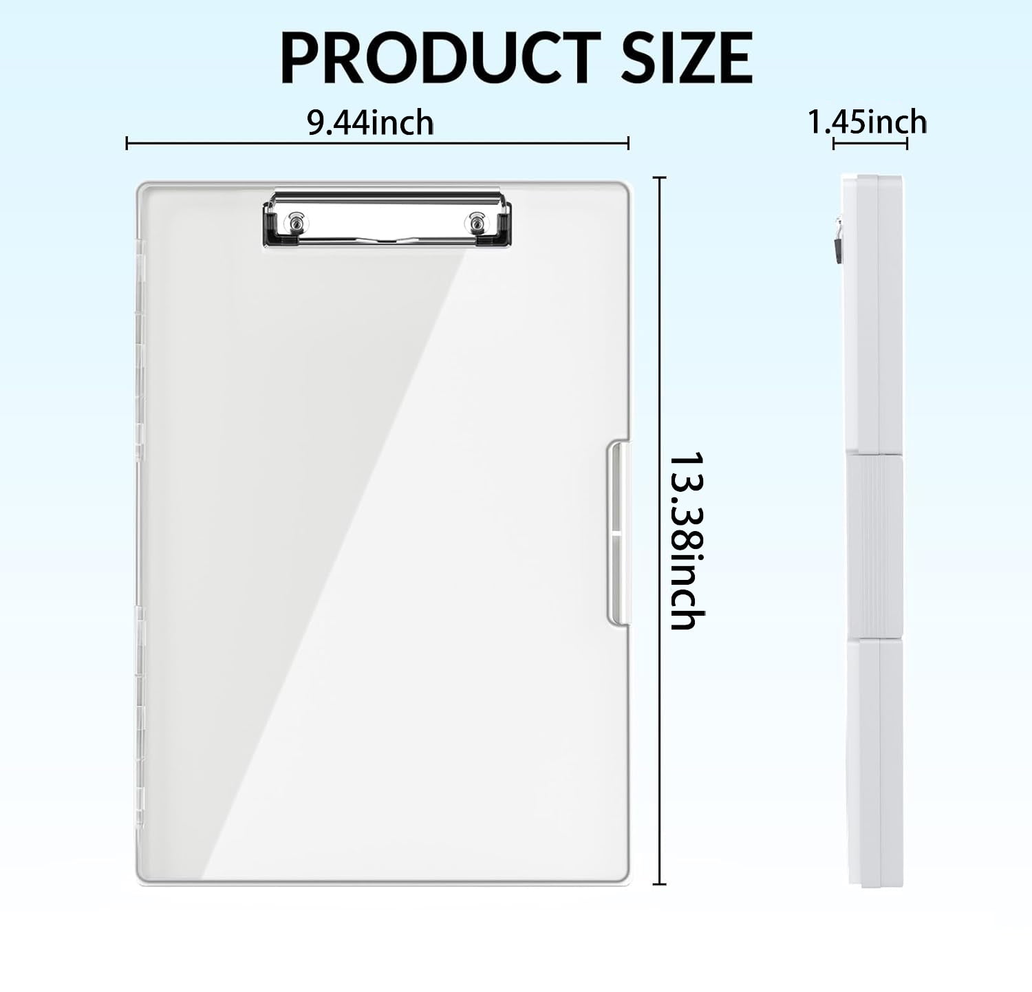 NOGIS Clipboard with Storage,Clear Visible Clip Boards 8.5x11,with 2 Storage Case, Side Opening Nursing High Capacity Clipboard Folder,Office Supplie (White)