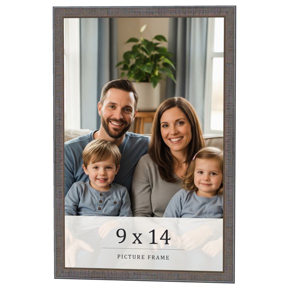 9x14 Frame Blue Kingsley Pewter Solid Wood Picture Frame Width 0.75 Inches |Interior Depth 0.5