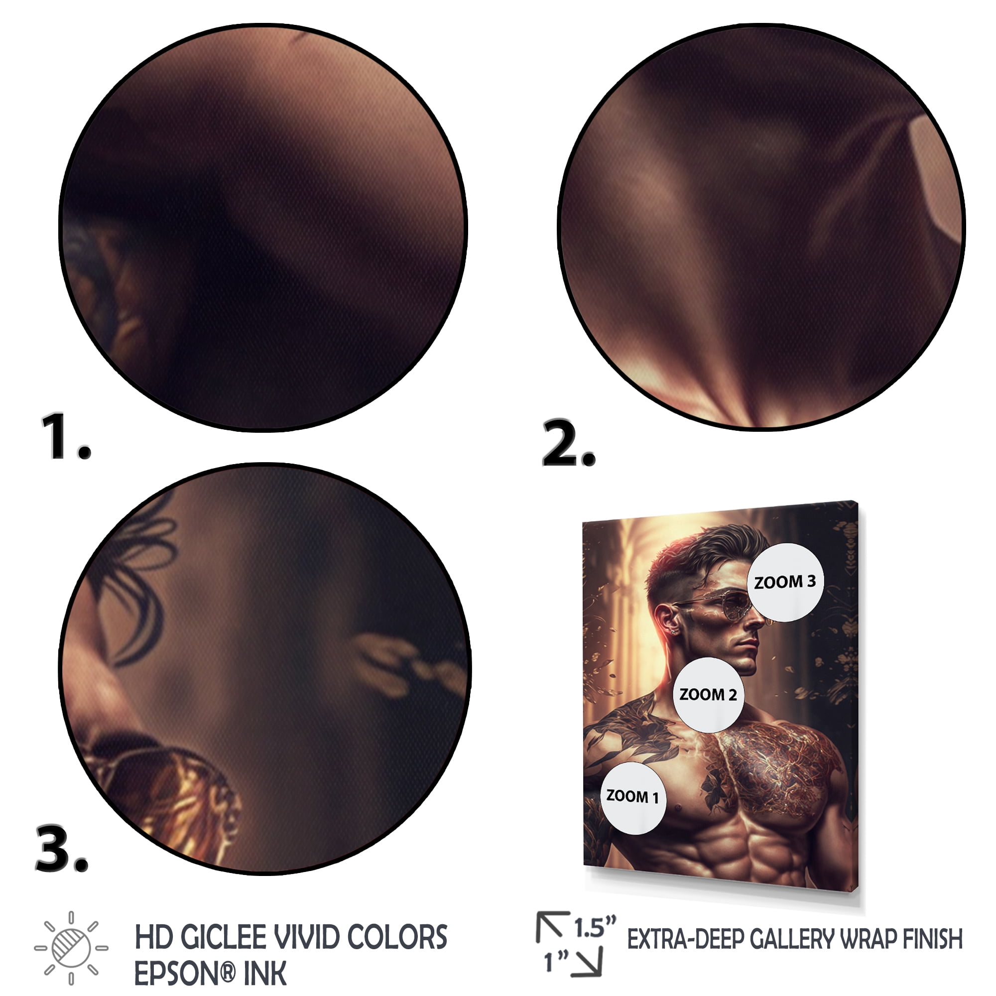 Designart Fashion Muscular Man With Sun Glasses 1 I Canvas Wall Art