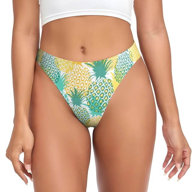 Balery Pineapples1 Tangas de Algodón para Mujer con Estampado – Ropa Interior Sexy, Transpirable, G-string-X-Large