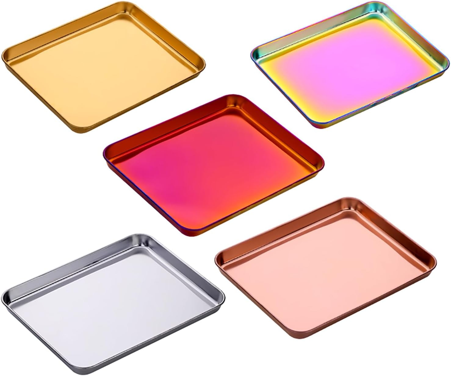 ABCISI Baking Tray, Stainless Steel Baking Cookie Sheet, Rectangle Rimmed Pan Baking, Non Toxic & Healthy, Mirror Finish & Rust Free, Easy Clean & Dishwasher Safe - Rainbow