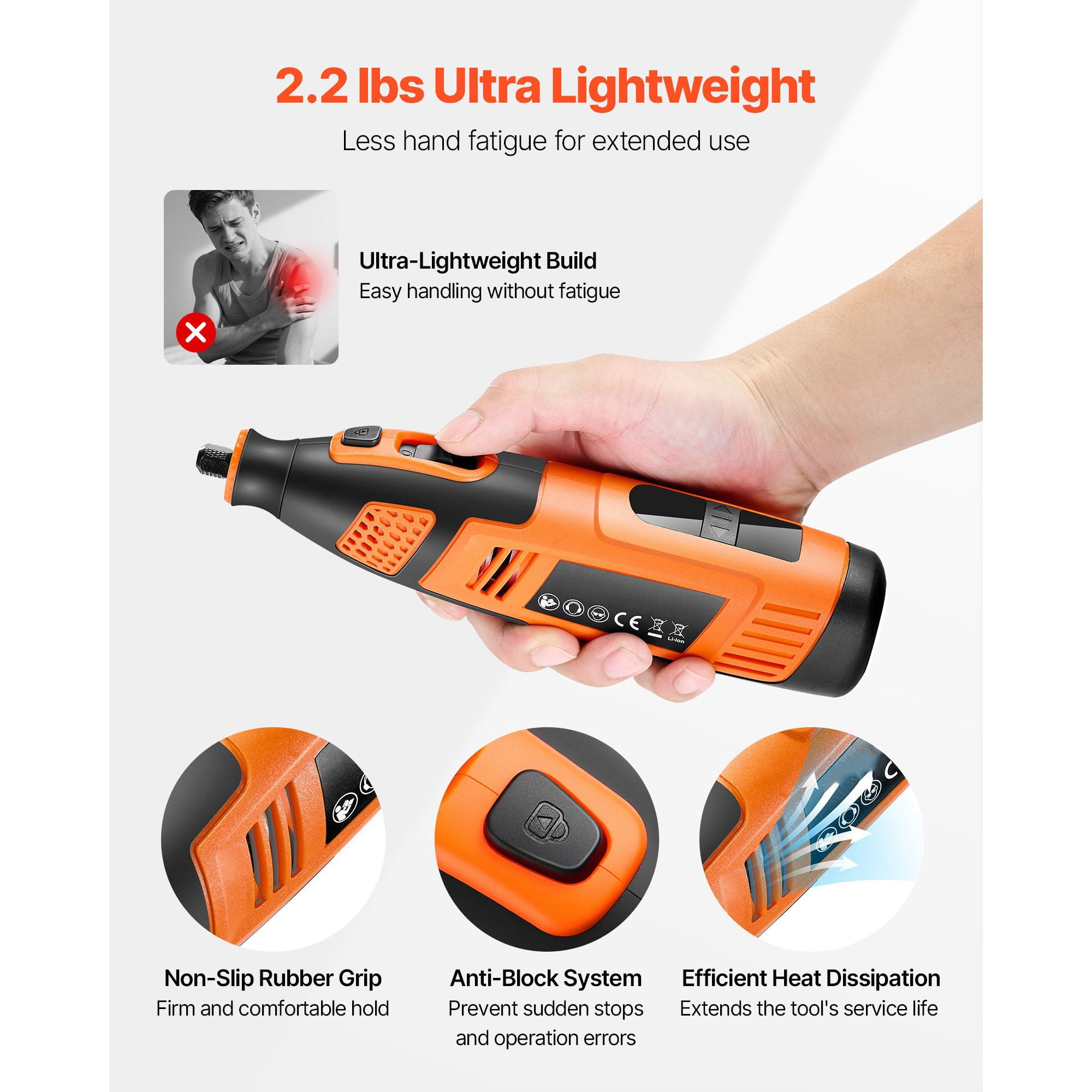 Cordless Rotary Tool Kit 119-Piece, DC12V with 28 Speeds 5000-32000 RPM, 2500mAh Battery, Digital Display, Type-C Charging for DIY Cutting Sanding Drilling