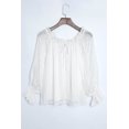 thumbnail image 1 of ABPHQTO Blusa de mujer blanca con hombros descubiertos y volantes a rayas, 1 of 5
