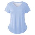 thumbnail image 4 of Womens Graphic T Shirts Short Sleeve Crew Neck Solid Color Loose Fit Petite Clothing for Women,Light Blue,3XL, 4 of 4