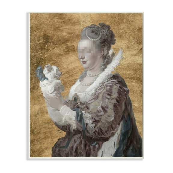 Stupell Industries Mystery Duchess with Puppy Censored Classical Art Graphic Art Unframed Art Print Wall Art, 13x19, by Studio W