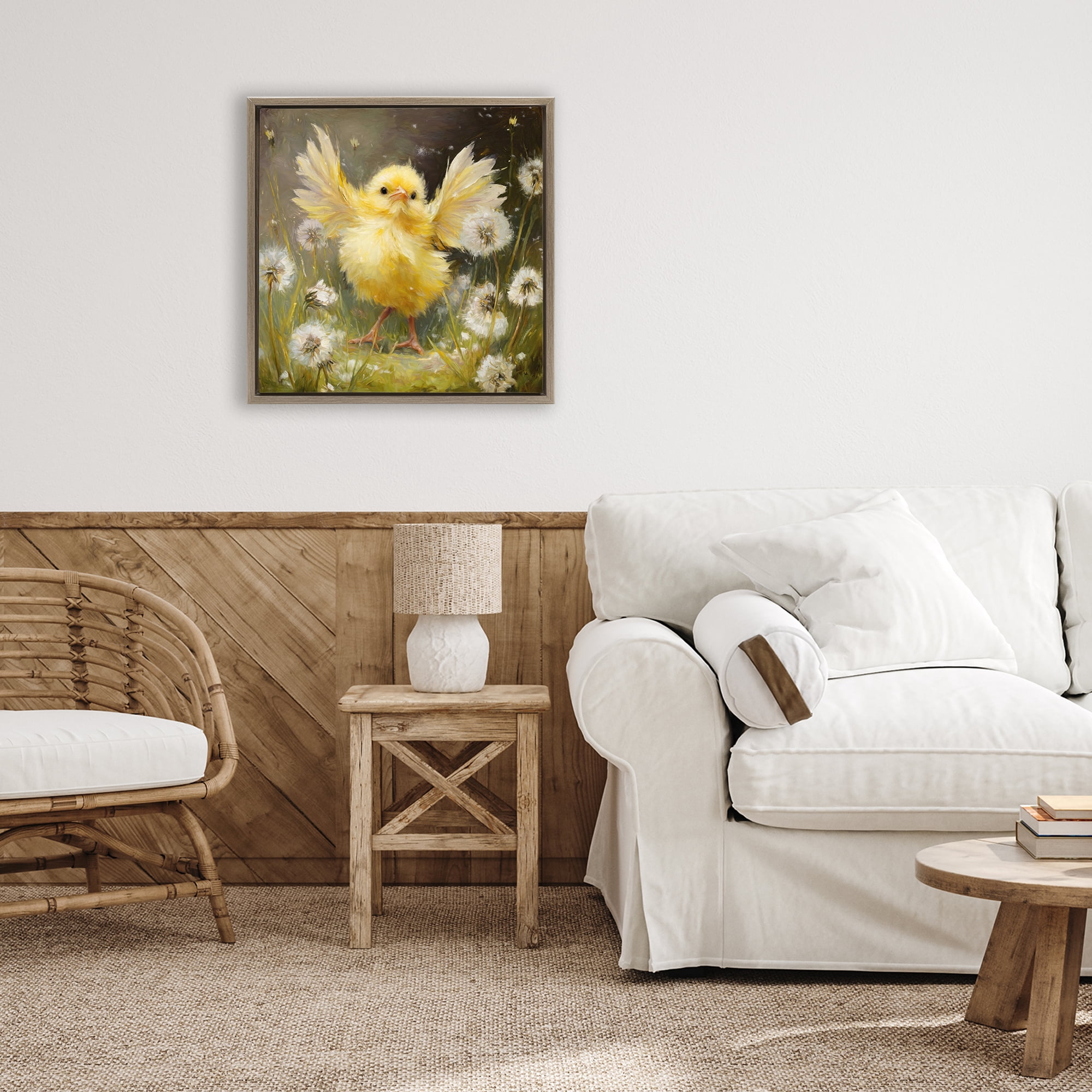 Stupell Industries Free As A Peep Chick Brown Framed Floater Canvas Wall Art, design by Tina LeCour