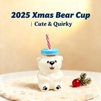 Bear Straw Cup 2025 – Adorable 20oz Clear Glass Mug, Ideal for Holiday Coffee, Eggnog, and New Year Toasting Moments