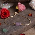 thumbnail image 1 of Nvzi Pulsera de piedra curativa delicada Una variedad de accesorios de piedra prismática pulsera cadena de metal-Púrpura, 1 of 5