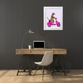 thumbnail image 3 of Fab Funky 26x32 White Modern Wood Framed Museum Art Print Titled - Meerkat on Pink Moped, 3 of 4